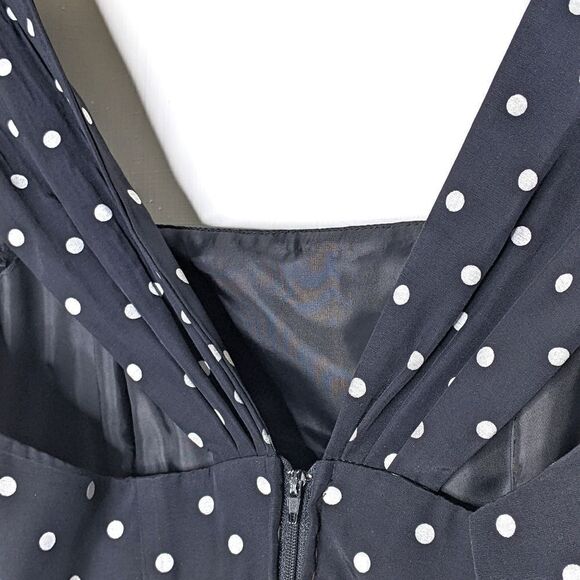 Vintage Black & White Polkadot Structured Dress size 8 - Picture 8 of 10